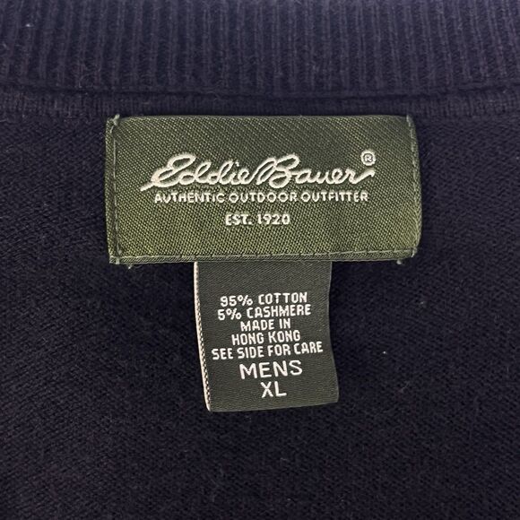 Eddie Bauer V-Neck Sweater Mens XL Black Cashmere Blend Soft Cozy Preppy Casual - Picture 7 of 14